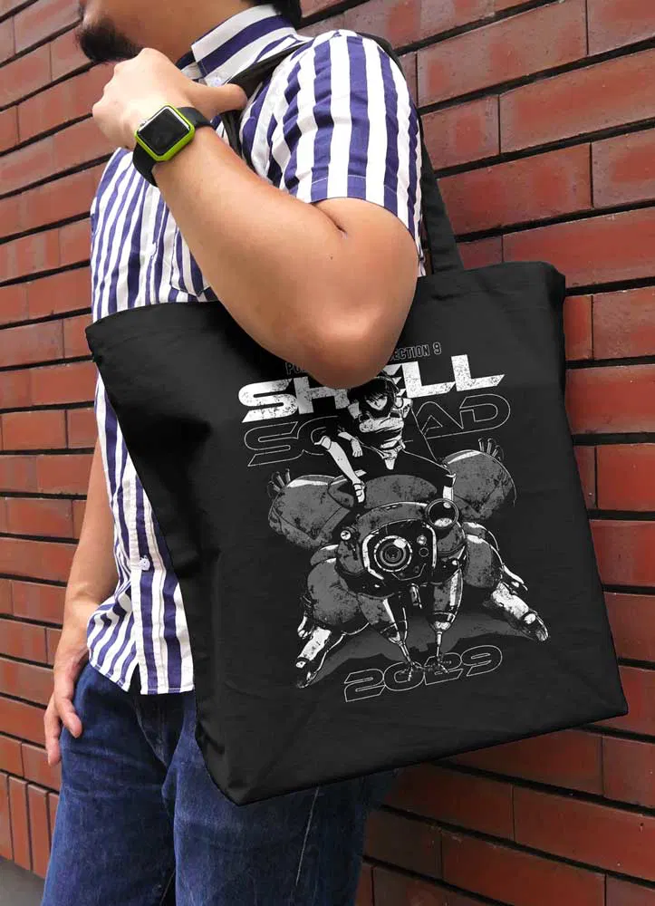 Ghost In The Shell – TGITS Motoko & Fuchikoma Large Tote Bag (Black) by Cospa